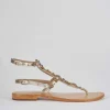 Sandali tacco 1cm pelle oro