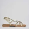 Sandali tacco 1cm pelle oro