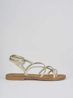 Sandali tacco 1cm pelle oro