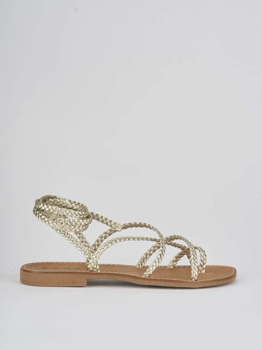 Sandali tacco 1cm pelle oro