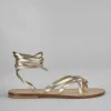 Sandali tacco 1cm pelle oro