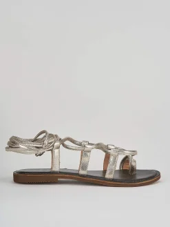 Sandali tacco 1cm pelle oro