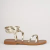 Sandali tacco 1cm pelle oro