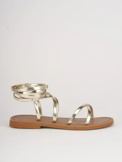 Sandali tacco 1cm pelle oro