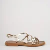 Sandali tacco 1cm pelle oro