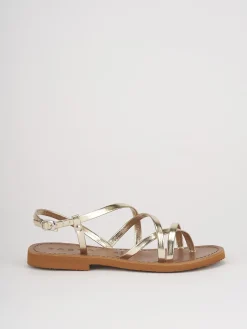Sandali tacco 1cm pelle oro