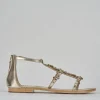 Sandali tacco 1cm pelle oro