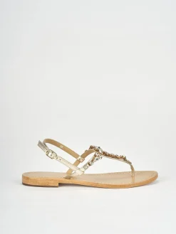 Sandali tacco 1cm pelle oro