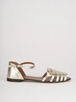 Sandali tacco 1cm pelle oro