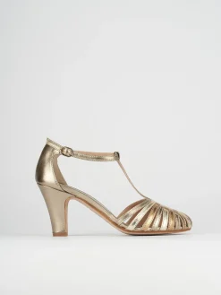 Sandali tacco 5cm pelle oro