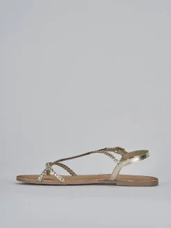 Sandali tacco 1cm pelle oro