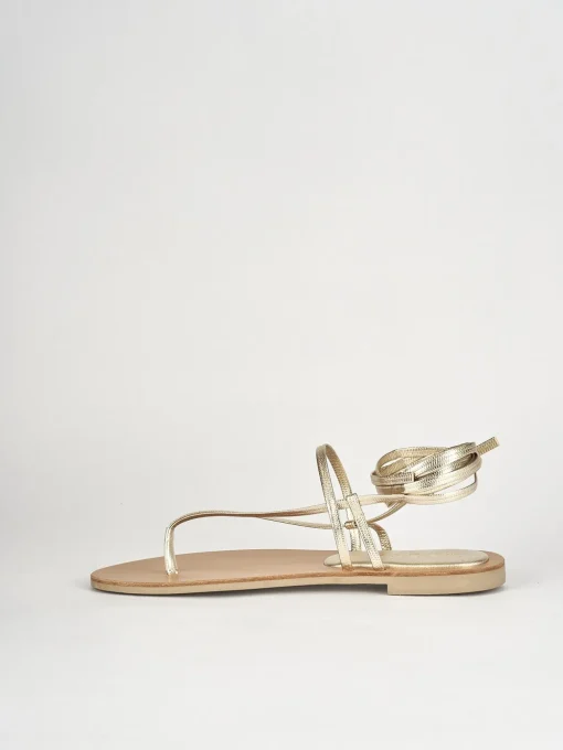 Sandali tacco 1cm pelle oro