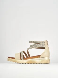Sandali tacco 1cm pelle oro