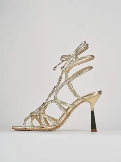 Sandali tacco 9cm pelle oro