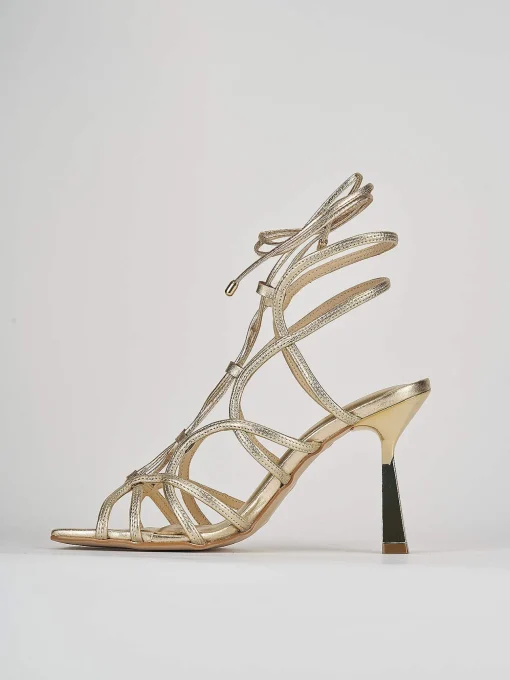 Sandali tacco 9cm pelle oro