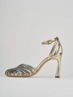 Sandali tacco 9cm pelle oro