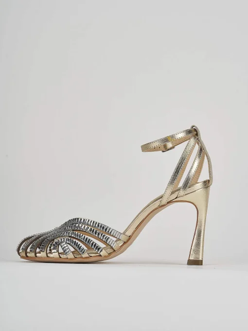 Sandali tacco 9cm pelle oro