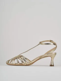 Sandali tacco 5cm pelle oro