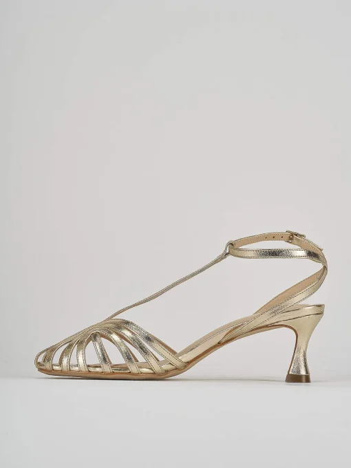 Sandali tacco 5cm pelle oro