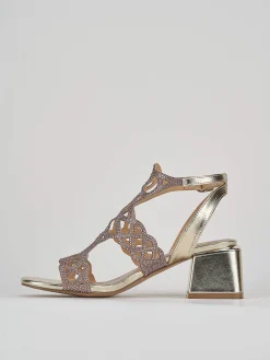 Sandali tacco 5cm pelle oro