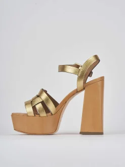 Sandali tacco 11cm pelle oro