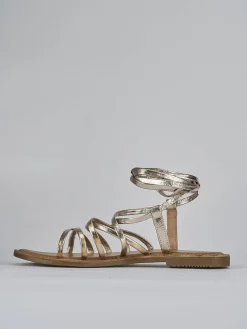 Sandali tacco 1cm pelle oro
