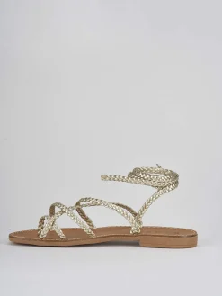 Sandali tacco 1cm pelle oro