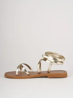 Sandali tacco 1cm pelle oro