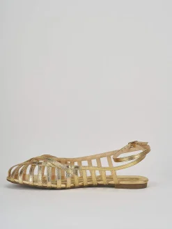 Sandali tacco 1cm pelle oro