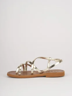 Sandali tacco 1cm pelle oro