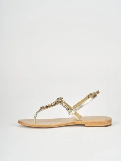 Sandali tacco 1cm pelle oro