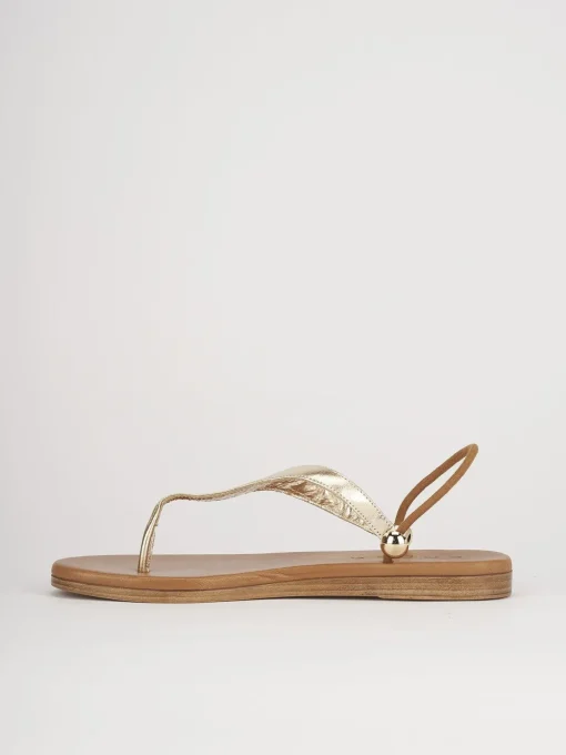 Sandali tacco 1cm pelle oro