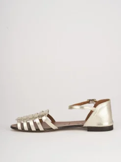 Sandali tacco 1cm pelle oro