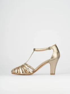 Sandali tacco 5cm pelle oro
