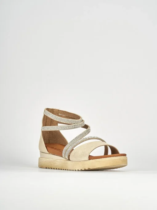 Sandali tacco 1cm pelle oro