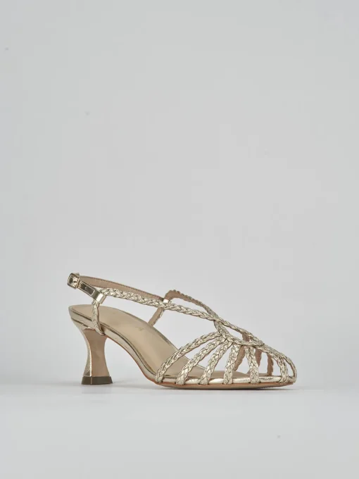 Sandali tacco 5cm pelle oro