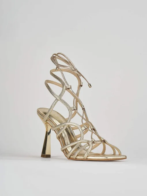 Sandali tacco 9cm pelle oro