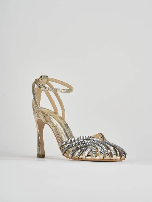 Sandali tacco 9cm pelle oro
