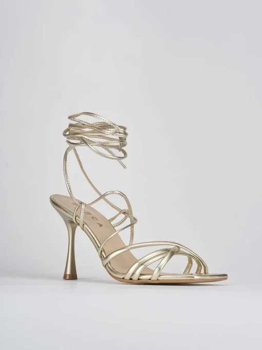 Sandali tacco 9cm pelle oro