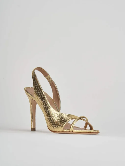 Sandali tacco 9cm pelle oro