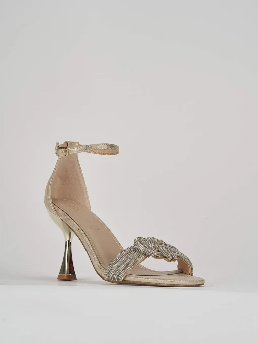 Sandali tacco 8cm pelle oro