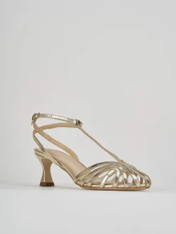 Sandali tacco 5cm pelle oro
