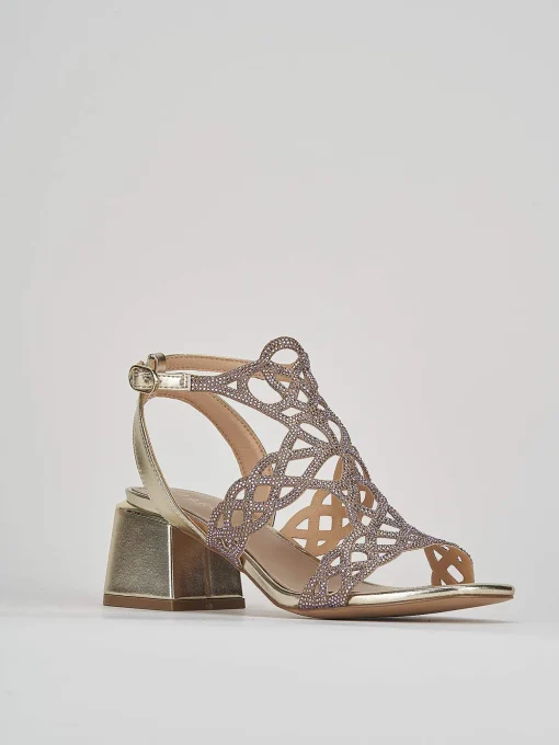 Sandali tacco 5cm pelle oro