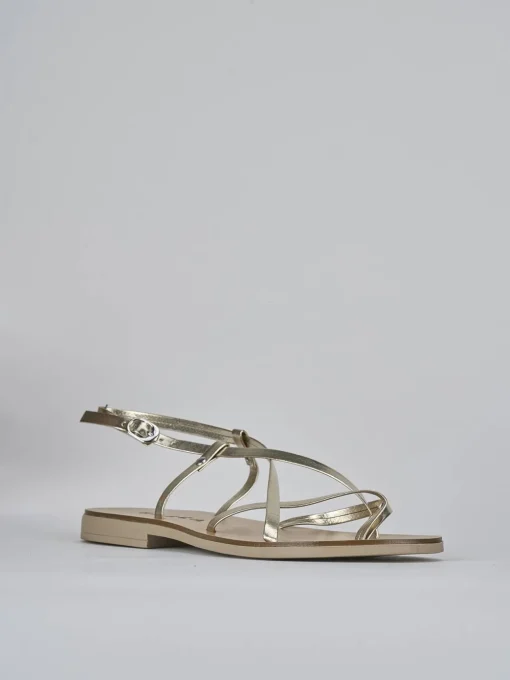 Sandali tacco 1cm pelle oro