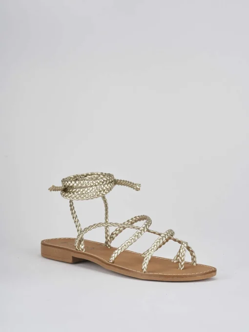 Sandali tacco 1cm pelle oro