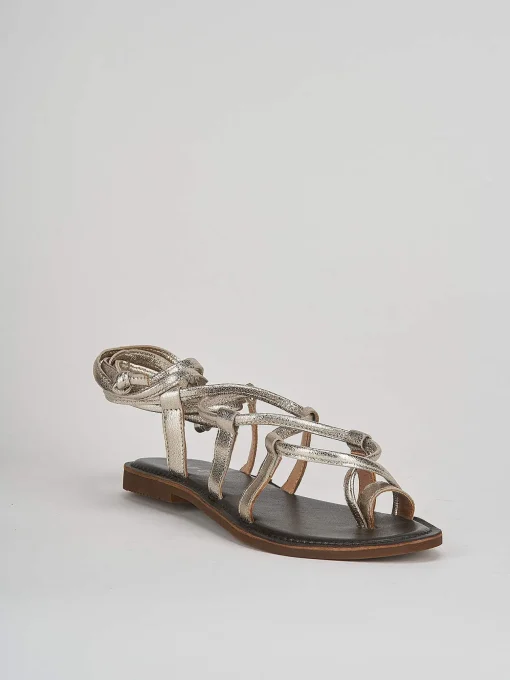 Sandali tacco 1cm pelle oro