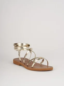 Sandali tacco 1cm pelle oro