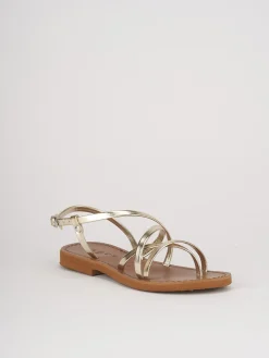 Sandali tacco 1cm pelle oro