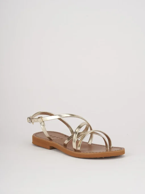 Sandali tacco 1cm pelle oro