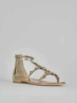 Sandali tacco 1cm pelle oro